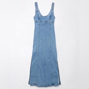 American Eagle Scoop Neck Maxi Denim Dress
